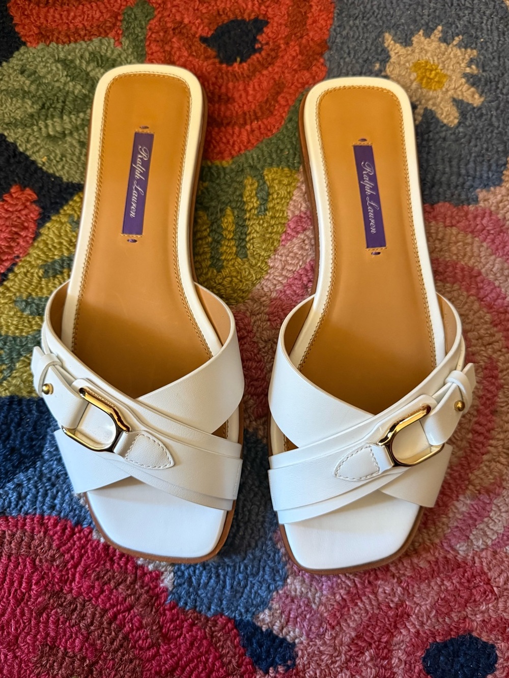 Ralph Lauren Purple Label Eadith Sandal White Leather